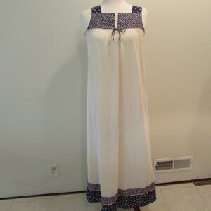 Vintage Sears JR Bazaar White Nylon/Cotton Sheer Maxi Nightgown
